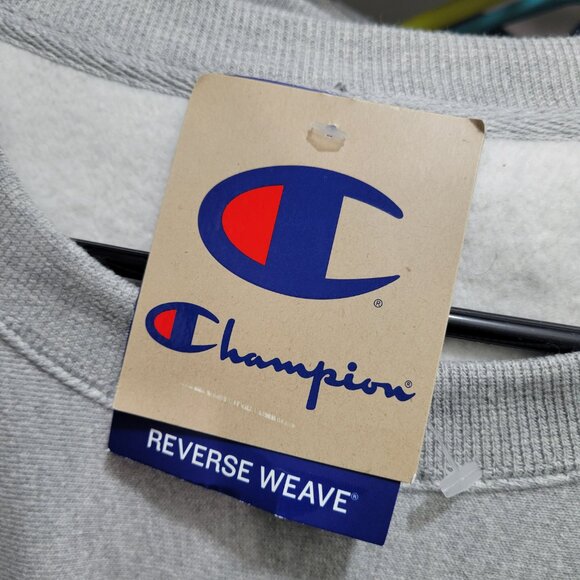 Champion Reverse Weave Crew Neck Fleece Sweatshirt Script Oxford Grey 3XL BIG - Picture 8 of 11